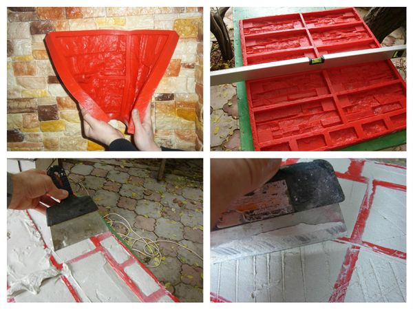 формование плитки из раствора гипса