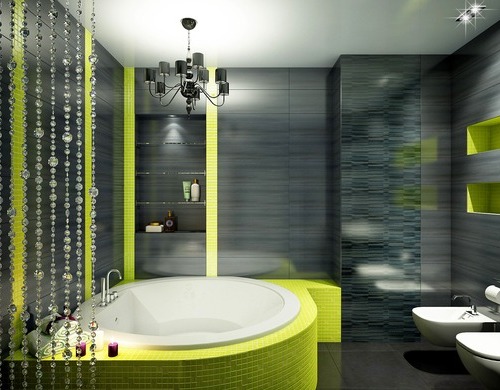 Ванная черного цвета с элементами желтого