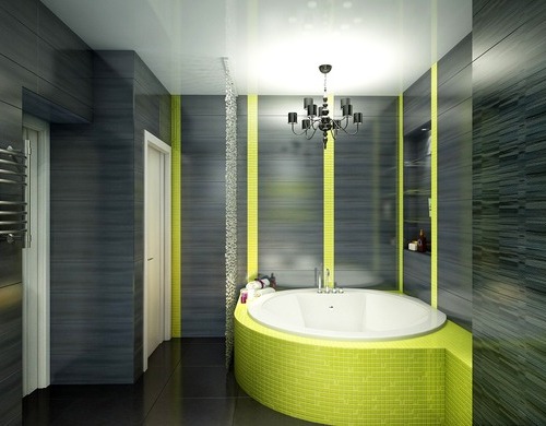 Ванная черного цвета с элементами желтого